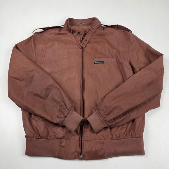 Vintage Members Only Jacket Mens Medium Brown Classic Racer Bomber Epaulets 80s - Picture 2 of 14
